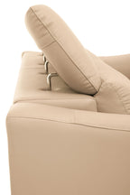 3 Seater Stone Leather Sofa with Adjustable Headrests | Padua
