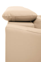 3 Seater Stone Leather Sofa with Adjustable Headrests | Padua