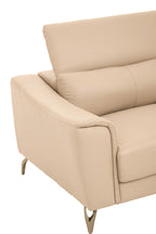 3 Seater Stone Leather Sofa with Adjustable Headrests | Padua