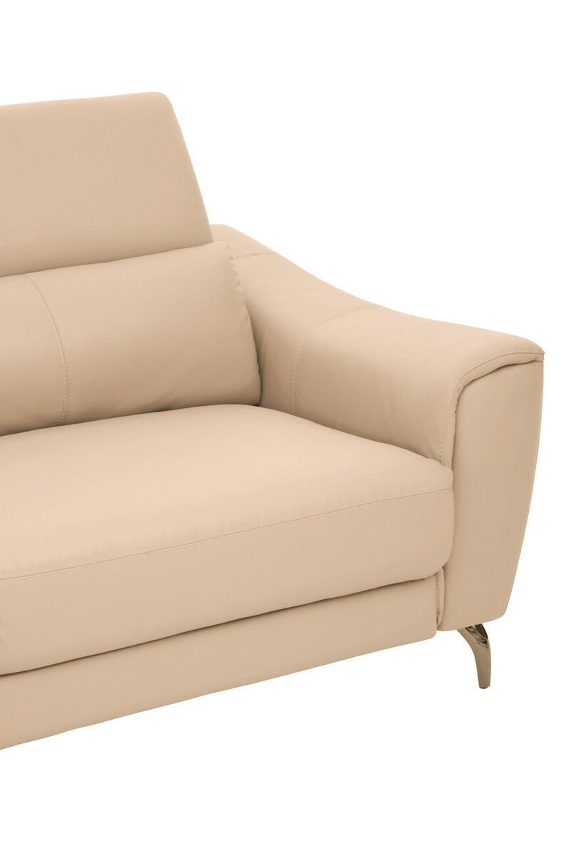 3 Seater Stone Leather Sofa with Adjustable Headrests | Padua
