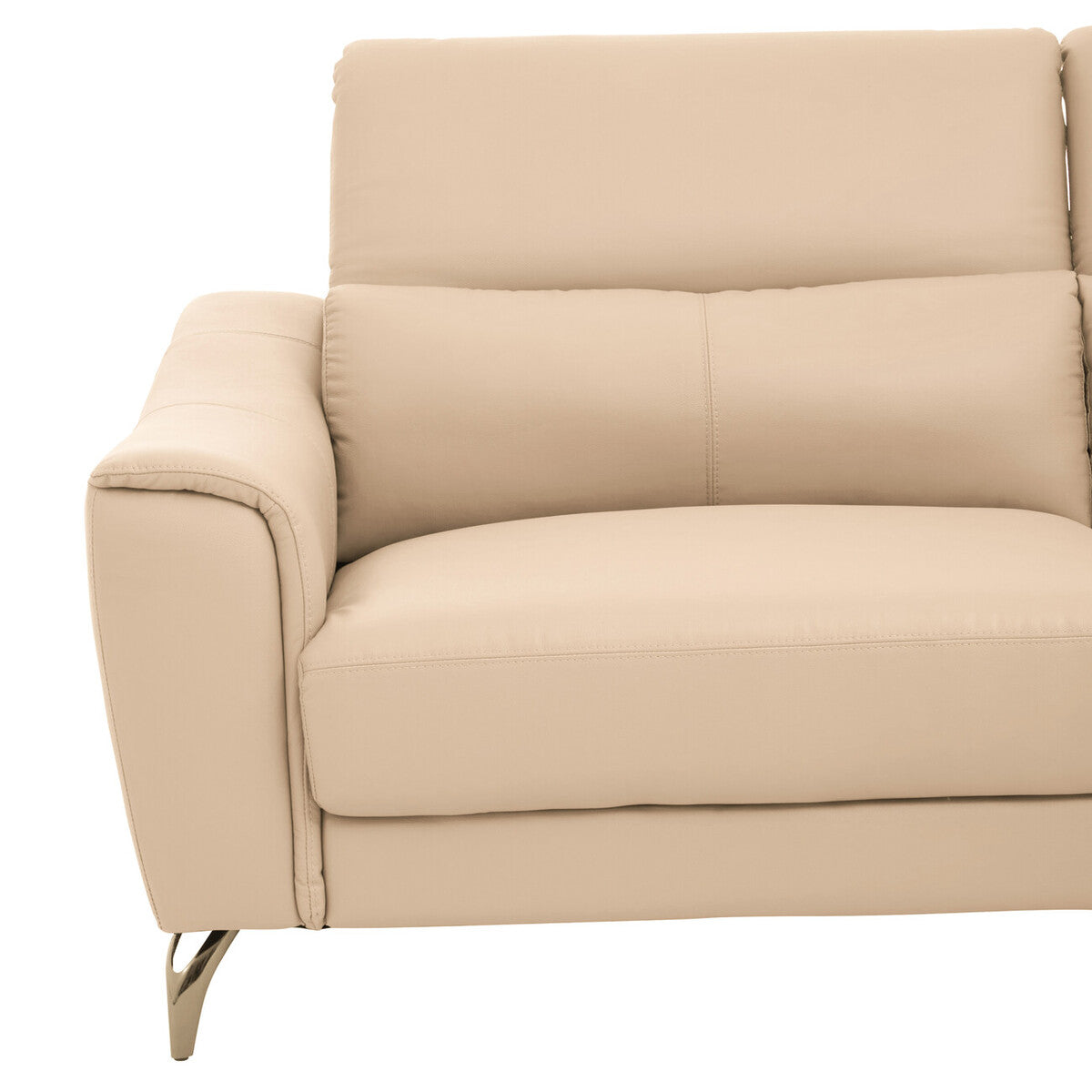 3 Seater Stone Leather Sofa with Adjustable Headrests | Padua