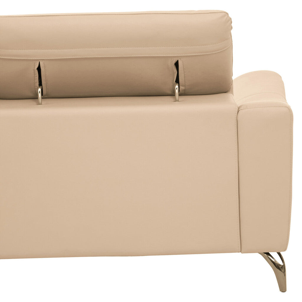 3 Seater Stone Leather Sofa with Adjustable Headrests | Padua