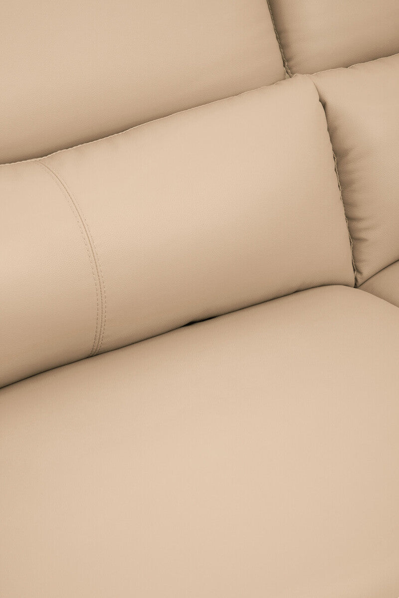 3 Seater Stone Leather Sofa with Adjustable Headrests | Padua