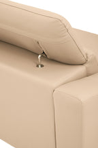 3 Seater Stone Leather Sofa with Adjustable Headrests | Padua