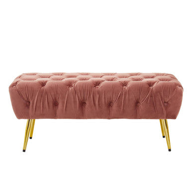 Dusty Pink Velvet Bench with Gold Legs | Tamra