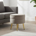 Round Mink Velvet Gold Leg Footstool | Tamra