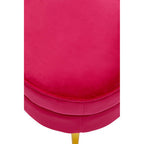 Round Bright Pink Velvet Gold Leg Footstool | Tamra