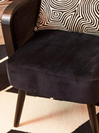 Black Velvet and Rattan Armchair | Hala