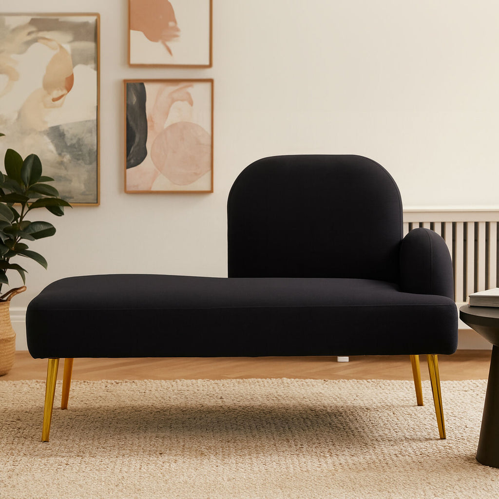 Black Right Hand Chaise Longue | Heather