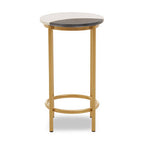 Round Side Table with 2 Tone Marble Top and Gold Finished Frame | Vizzini