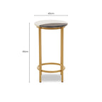 Round Side Table with 2 Tone Marble Top and Gold Finished Frame | Vizzini