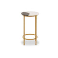 Round Side Table with 2 Tone Marble Top and Gold Finished Frame | Vizzini