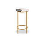 Round Side Table with 2 Tone Marble Top and Gold Finished Frame | Vizzini
