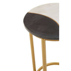 Round Side Table with 2 Tone Marble Top and Gold Finished Frame | Vizzini