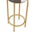 Round Side Table with 2 Tone Marble Top and Gold Finished Frame | Vizzini