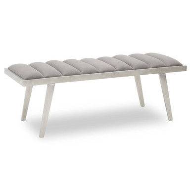 Grey Velvet Bench with Brushed Silver Frame | Gilden