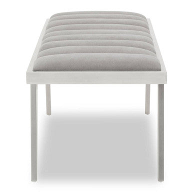 Grey Velvet Bench with Brushed Silver Frame | Gilden