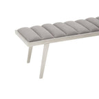 Grey Velvet Bench with Brushed Silver Frame | Gilden