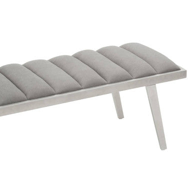 Grey Velvet Bench with Brushed Silver Frame | Gilden