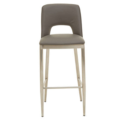 Grey Leather Effect Bar Chair | Gilden