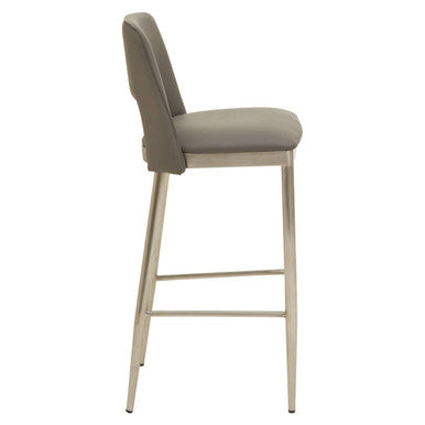 Grey Leather Effect Bar Chair | Gilden