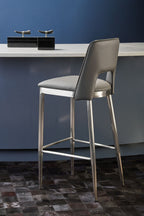 Grey Leather Effect Bar Chair | Gilden