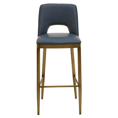 Blue Leather Effect Bar Chair | Gilden