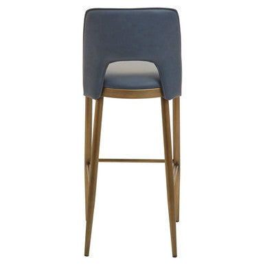Blue Leather Effect Bar Chair | Gilden