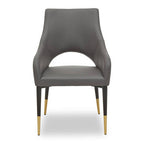 Grey Leather Effect Dining Chair with Gold Tip Legs | Gilden