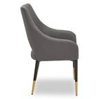 Grey Leather Effect Dining Chair with Gold Tip Legs | Gilden