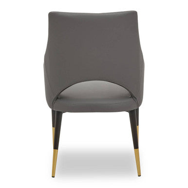Grey Leather Effect Dining Chair with Gold Tip Legs | Gilden
