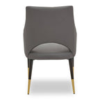 Grey Leather Effect Dining Chair with Gold Tip Legs | Gilden
