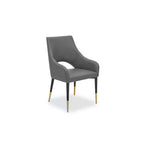 Grey Leather Effect Dining Chair with Gold Tip Legs | Gilden