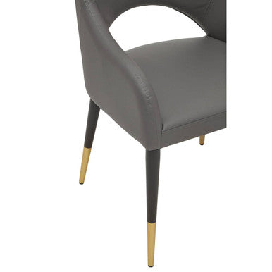 Grey Leather Effect Dining Chair with Gold Tip Legs | Gilden