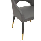 Grey Leather Effect Dining Chair with Gold Tip Legs | Gilden