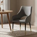 Grey Leather Effect Dining Chair with Gold Tip Legs | Gilden