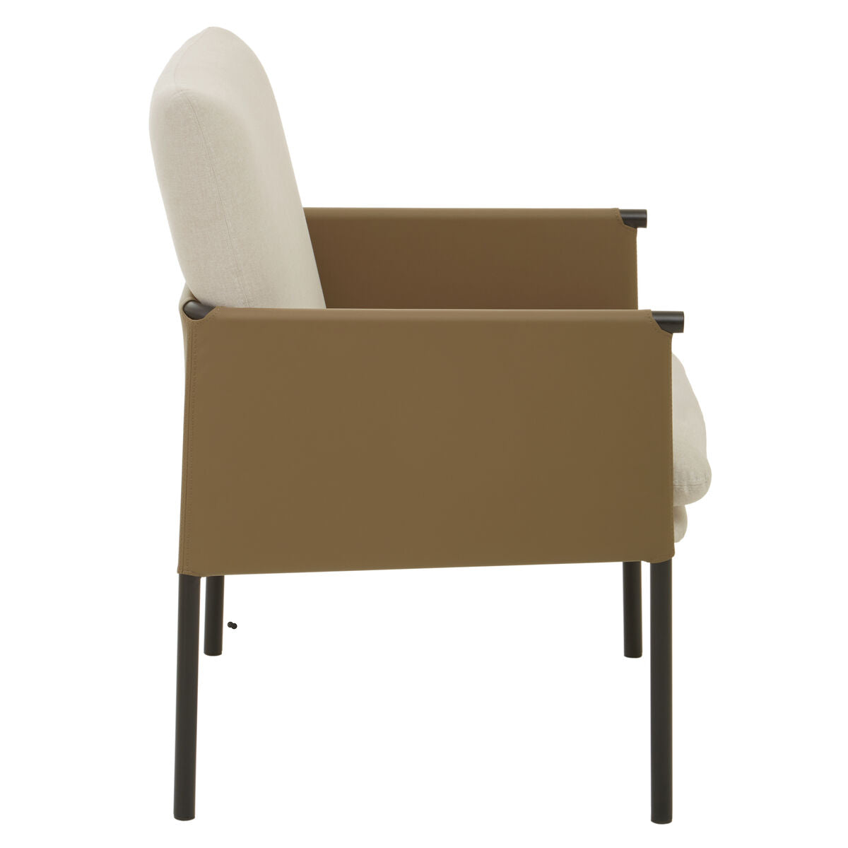 White Fabric and Brown Faux Leather Dining Chair | Gilden