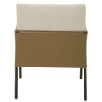 White Fabric and Brown Faux Leather Dining Chair | Gilden