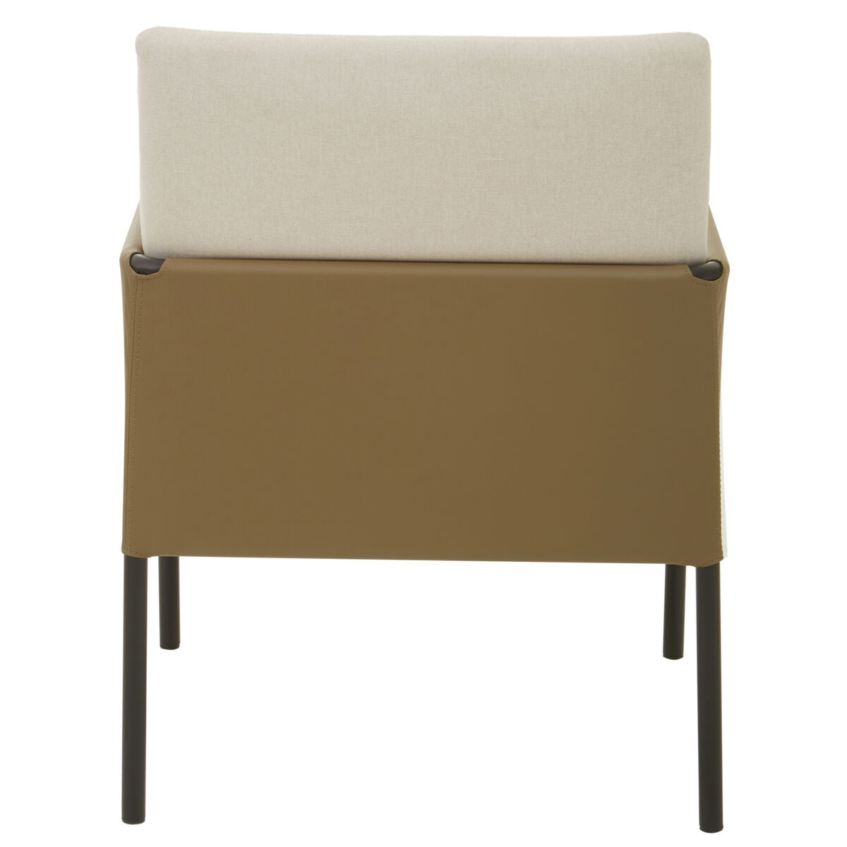 White Fabric and Brown Faux Leather Dining Chair | Gilden