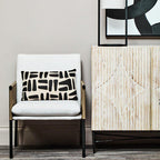 White Fabric and Brown Faux Leather Dining Chair | Gilden