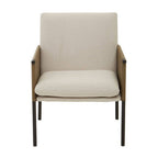 White Fabric and Brown Faux Leather Dining Chair | Gilden