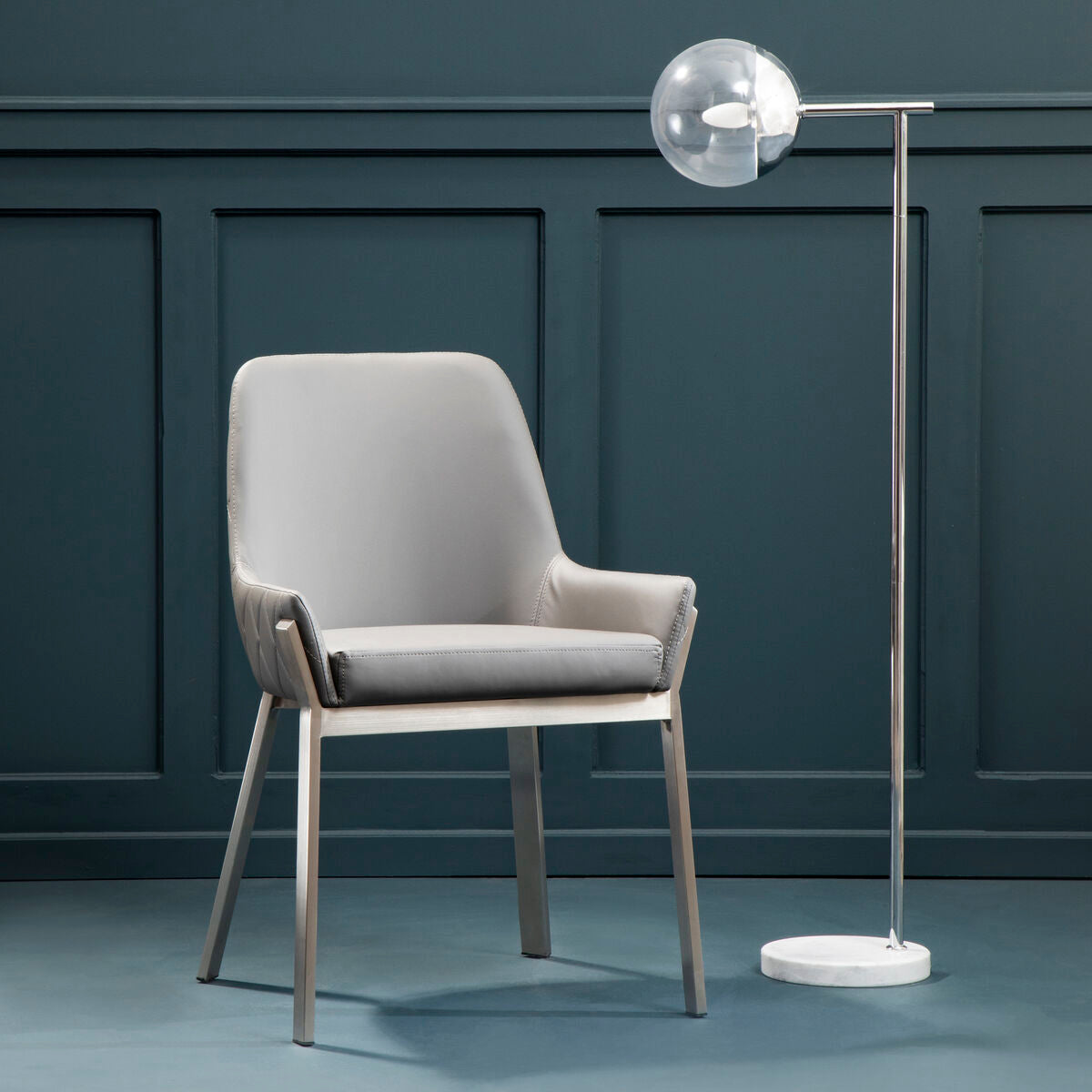 Grey Faux Leather Dining Chair | Gilden