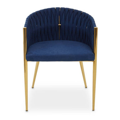 Blue Dining Chair with Woven Back | Gilden