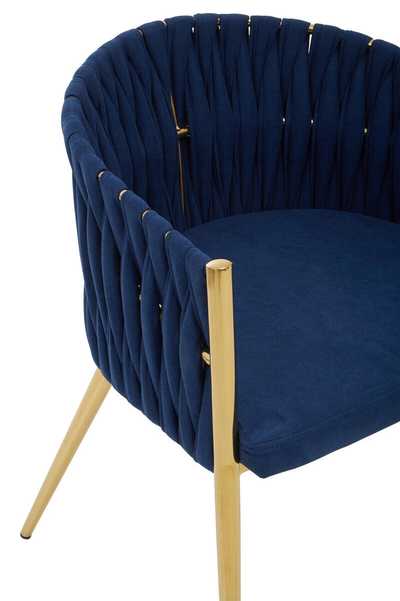 Blue Dining Chair with Woven Back | Gilden