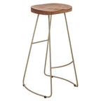 Acacia Wood and Antique Silver Bar Stool | Nandri