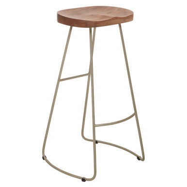 Acacia Wood and Antique Silver Bar Stool | Nandri