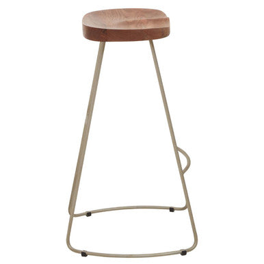 Acacia Wood and Antique Silver Bar Stool | Nandri