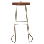 Acacia Wood and Antique Silver Bar Stool | Nandri
