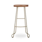 Acacia Wood and Antique Silver Bar Stool | Nandri