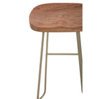 Acacia Wood and Antique Silver Bar Stool | Nandri
